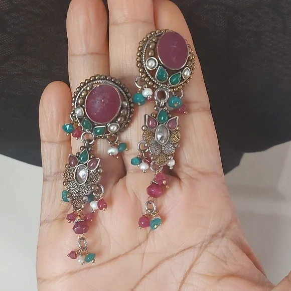 Traditional Indian Hasuli Hasli Necklace And Earrings Set - Picture 6 of 8